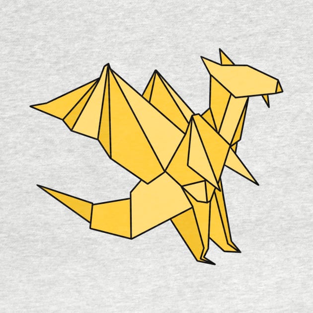 Yellow origami dragon by CalliesArt